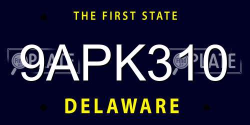 9APK310 Delaware License Plate