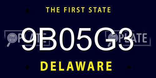 9B05G3 Delaware License Plate