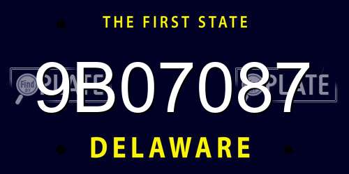 9B07087 Delaware License Plate