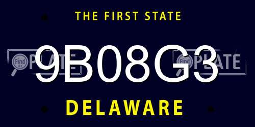 9B08G3 Delaware License Plate
