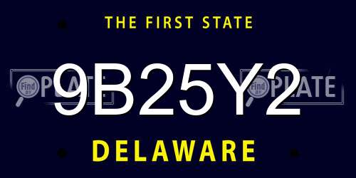 9B25Y2 Delaware License Plate