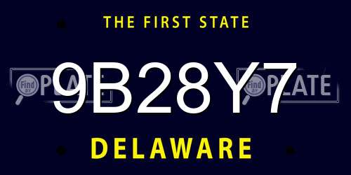 9B28Y7 Delaware License Plate