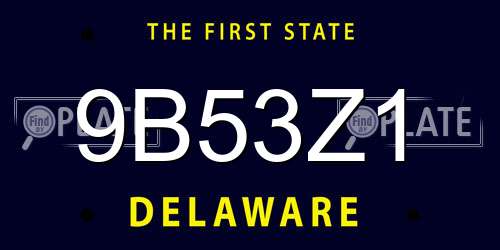 9B53Z1 Delaware License Plate