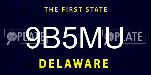 9B5MU Delaware License Plate