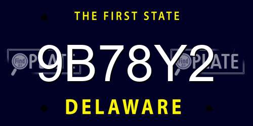 9B78Y2 Delaware License Plate