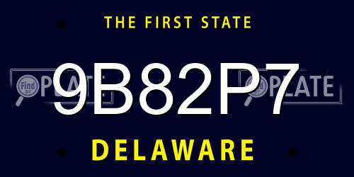 9B82P7 Delaware License Plate