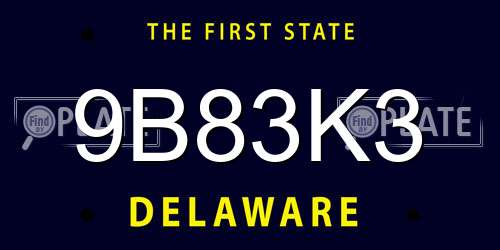 9B83K3 Delaware License Plate