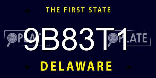9B83T1 Delaware License Plate