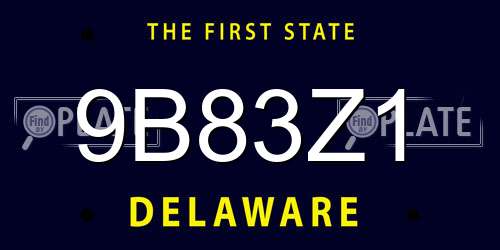 9B83Z1 Delaware License Plate