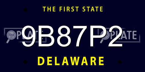 9B87P2 Delaware License Plate