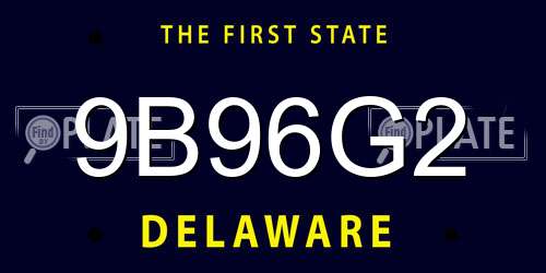 9B96G2 Delaware License Plate