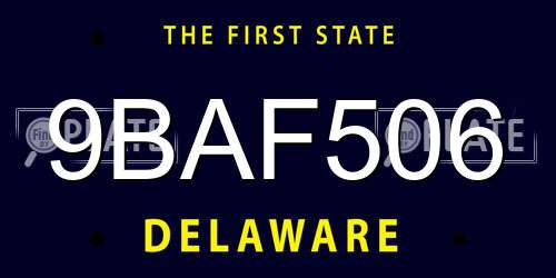 9BAF506 Delaware License Plate