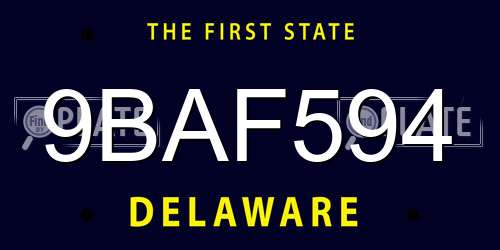9BAF594 Delaware License Plate