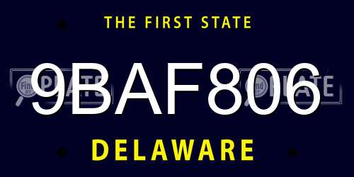 9BAF806 Delaware License Plate