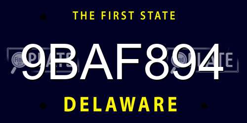 9BAF894 Delaware License Plate