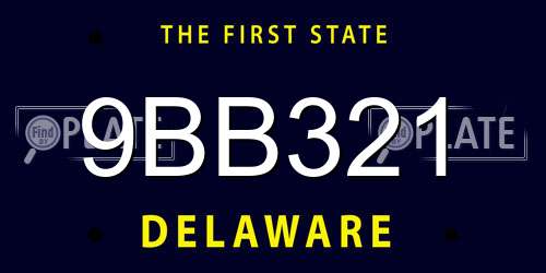 9BB321 Delaware License Plate