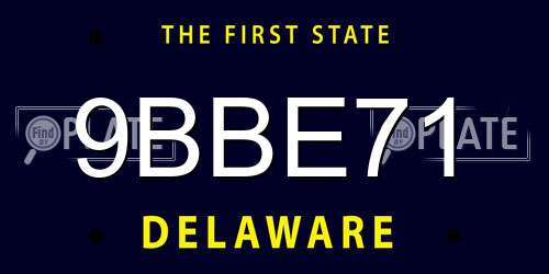 9BBE71 Delaware License Plate