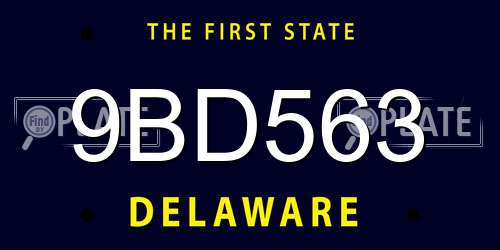 9BD563 Delaware License Plate
