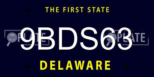 9BDS63 Delaware License Plate