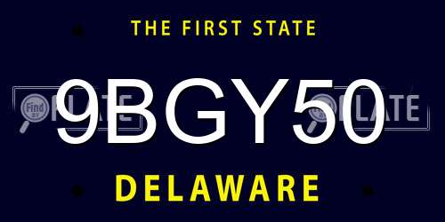 9BGY50 Delaware License Plate