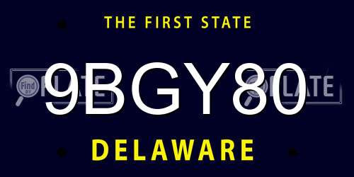 9BGY80 Delaware License Plate
