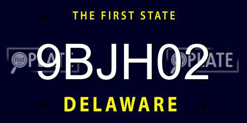 9BJH02 Delaware License Plate