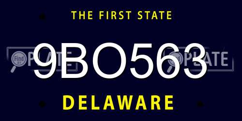 9BO563 Delaware License Plate