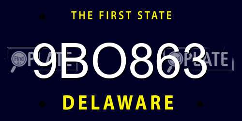 9BO863 Delaware License Plate