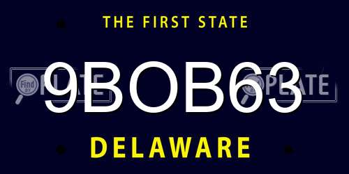 9BOB63 Delaware License Plate