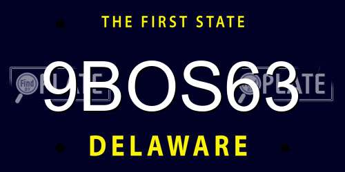 9BOS63 Delaware License Plate
