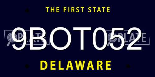 9BOT052 Delaware License Plate