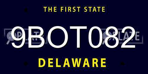 9BOT082 Delaware License Plate
