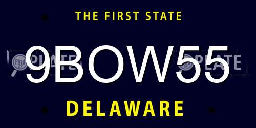 9BOW55 Delaware License Plate