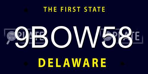 9BOW58 Delaware License Plate