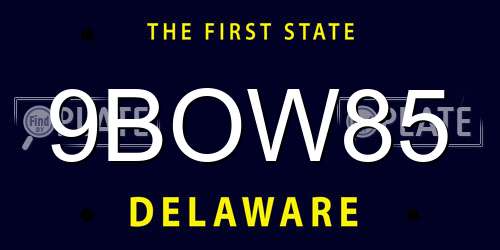 9BOW85 Delaware License Plate