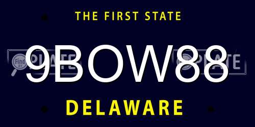 9BOW88 Delaware License Plate