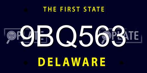 9BQ563 Delaware License Plate