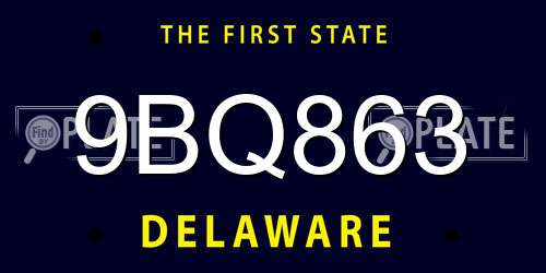 9BQ863 Delaware License Plate
