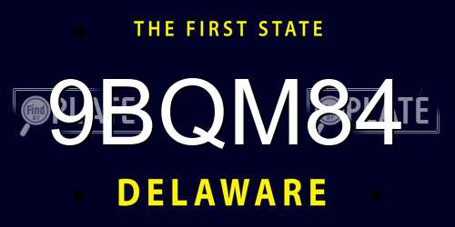 9BQM84 Delaware License Plate