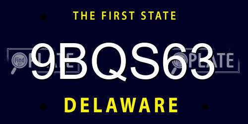 9BQS63 Delaware License Plate