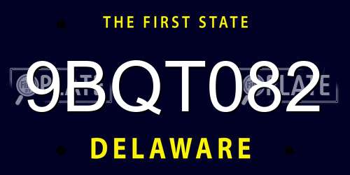 9BQT082 Delaware License Plate