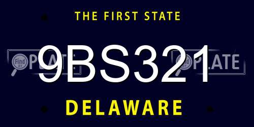 9BS321 Delaware License Plate
