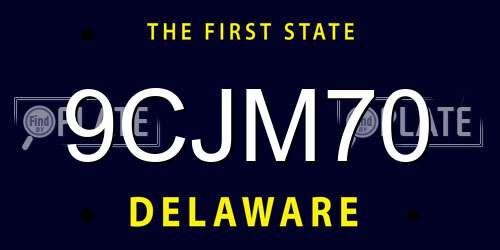 9CJM70 Delaware License Plate