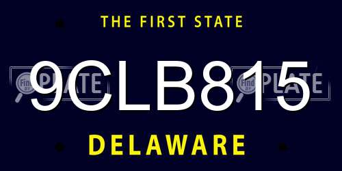 9CLB815 Delaware License Plate