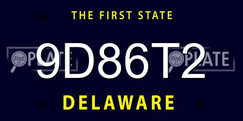 9D86T2 Delaware License Plate