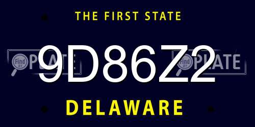 9D86Z2 Delaware License Plate