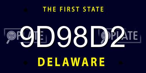9D98D2 Delaware License Plate