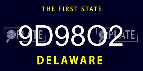 9D98O2 Delaware License Plate