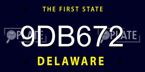 9DB672 Delaware License Plate