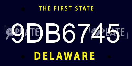 9DB6745 Delaware License Plate